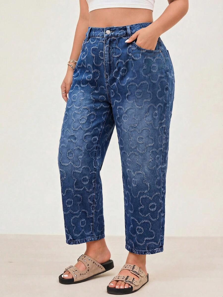 niebieskie jeansy kwiaty