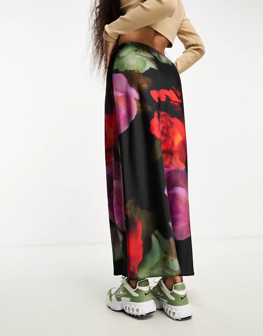 maxi spódnica satyna floral print