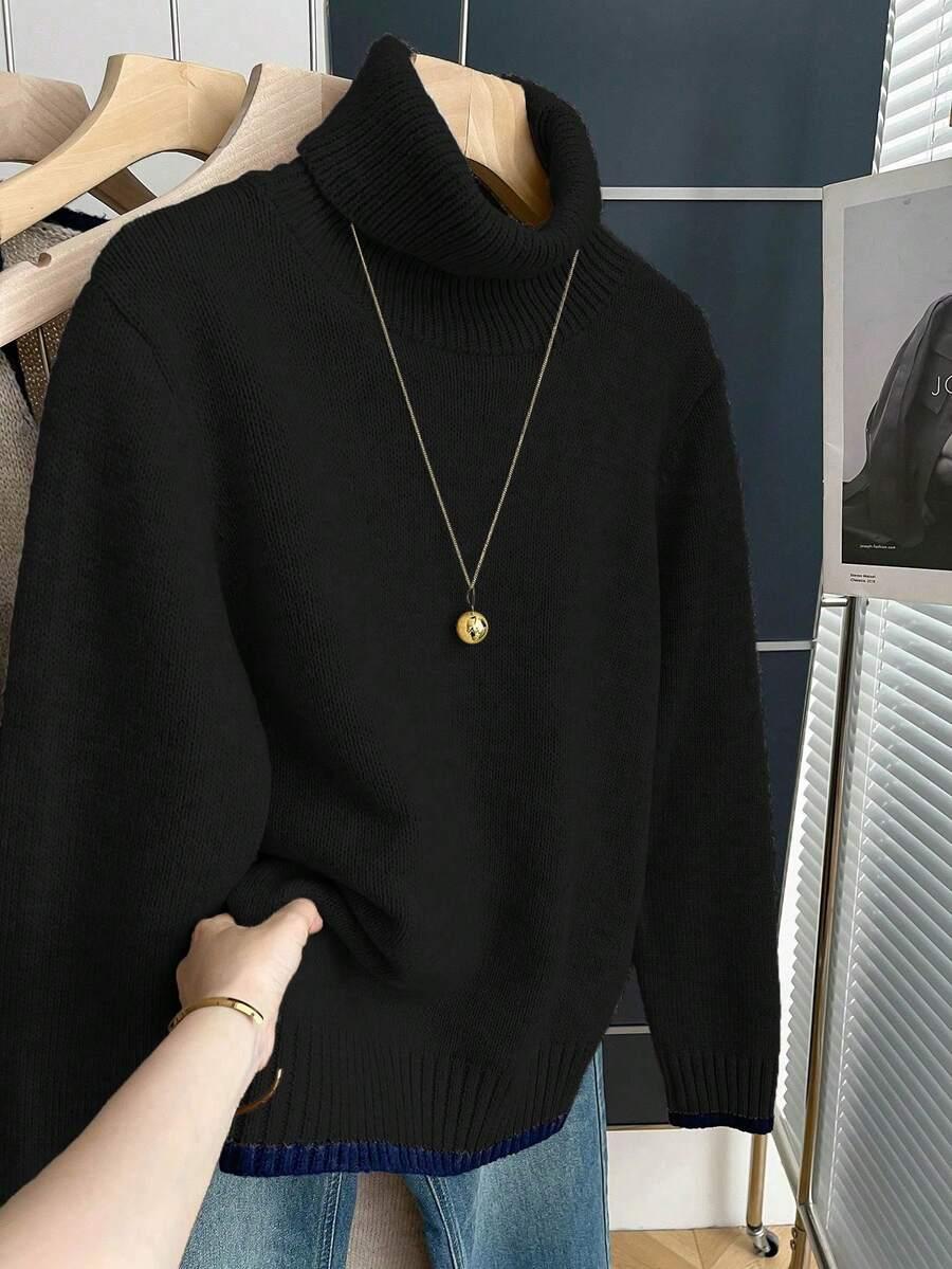 czarny sweter z golfem