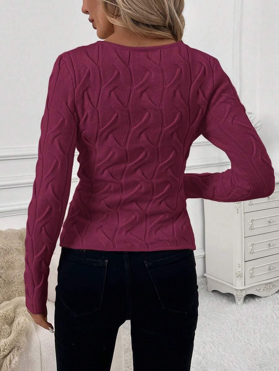 BORDOWY SWETER V-NECK splot