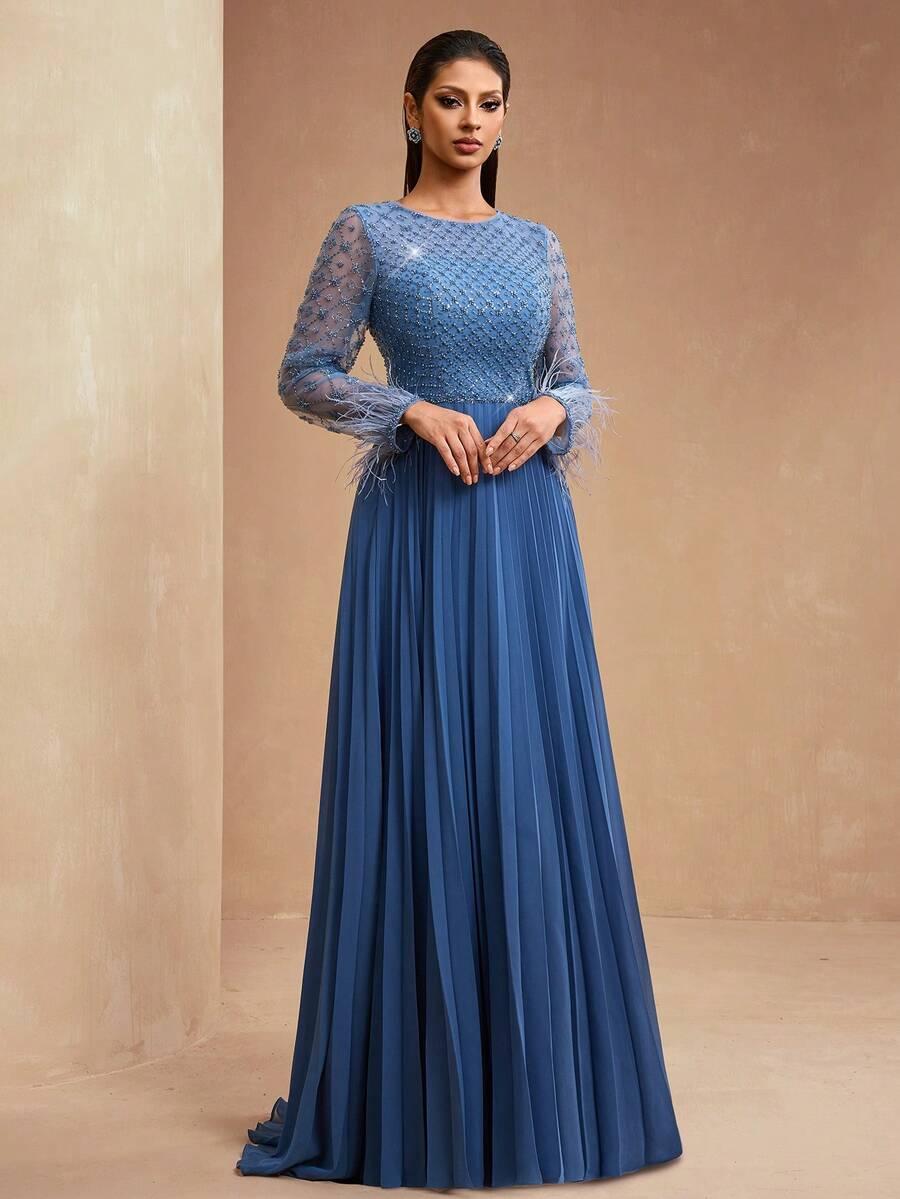 niebieska maxi sukienka 