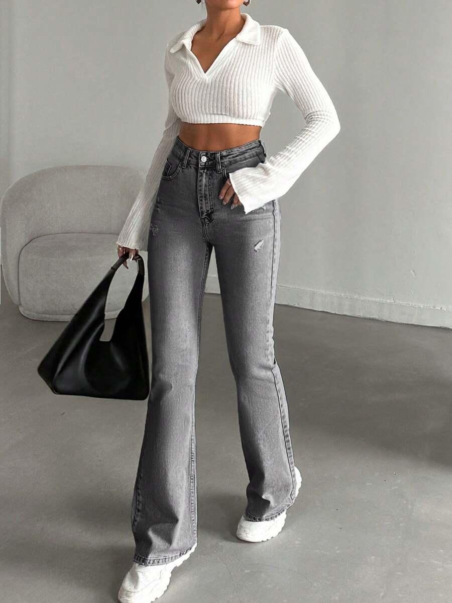 SZARE SPODNIE JEANS 