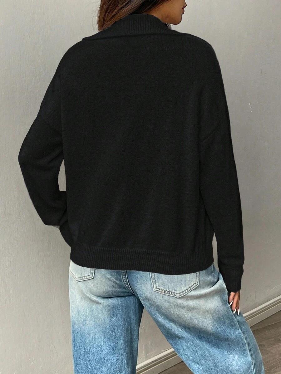 CZARNY SWETER V-NECK