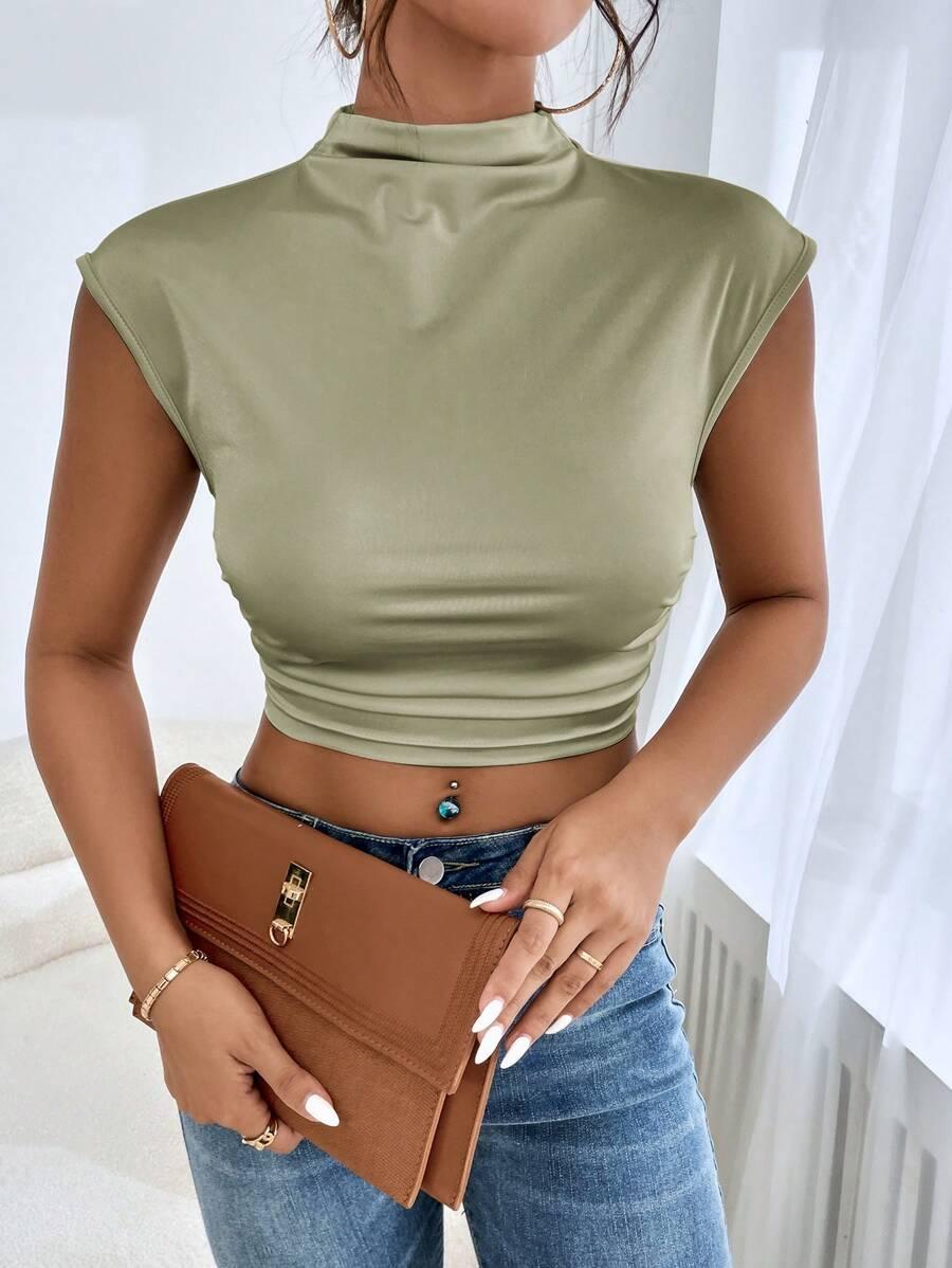 ZIELONY CROP TOP PÓŁGOLF