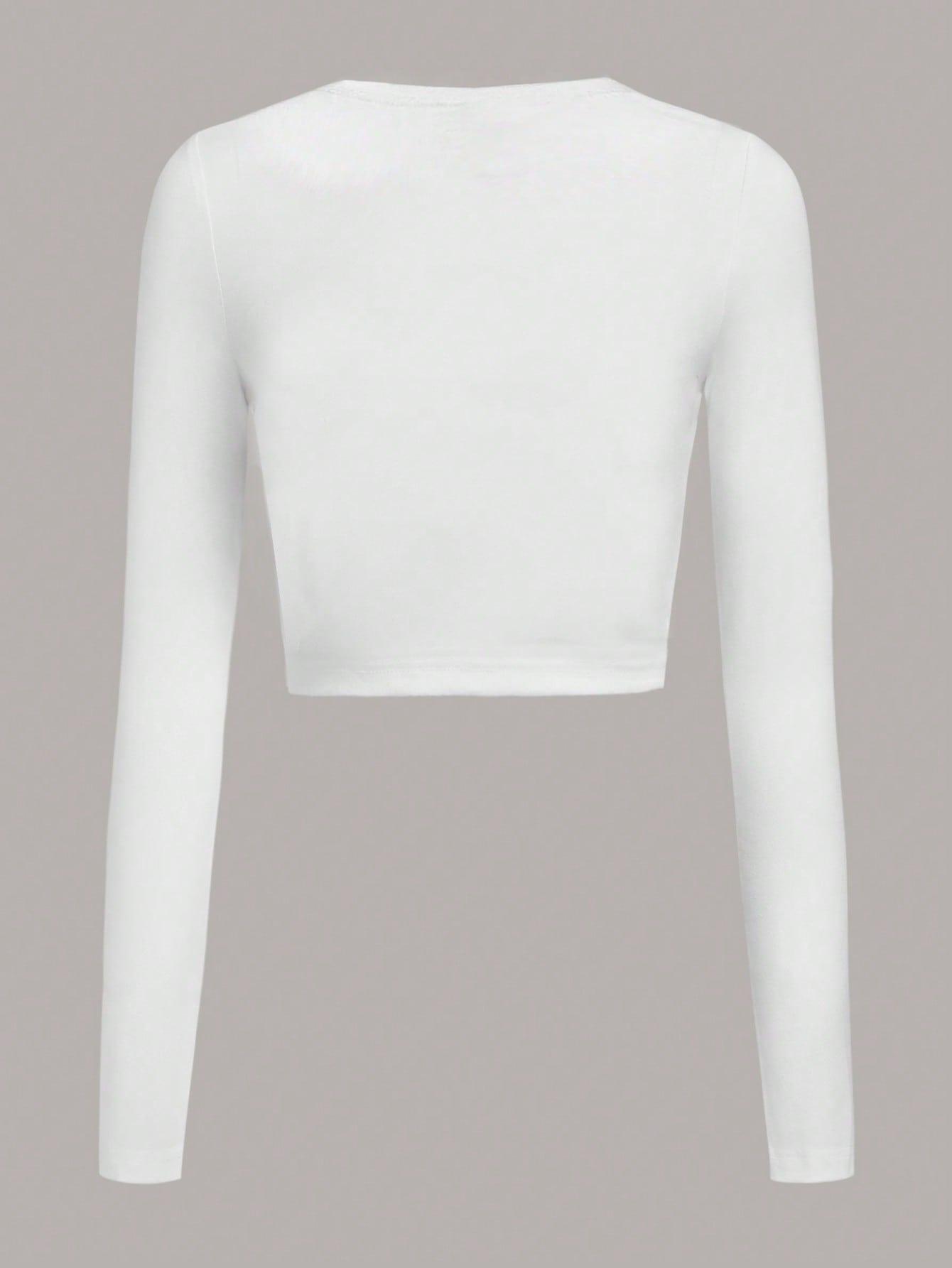 BIAŁY CROP TOP DŁUGI RĘKAW