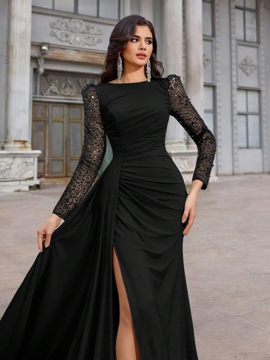 CZARNA MAXI SUKIENKA