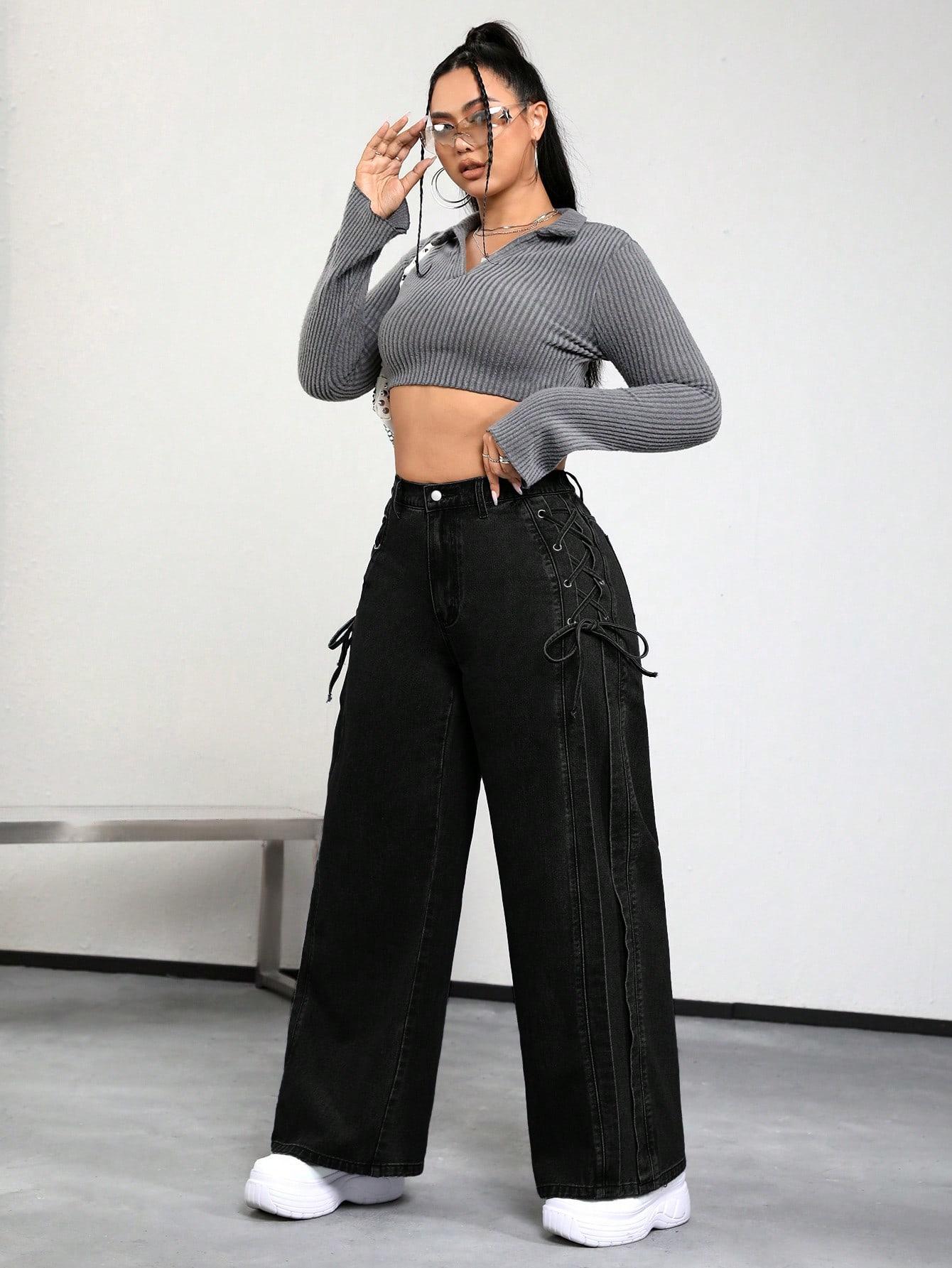 CZARNE SPODNIE JEANS
