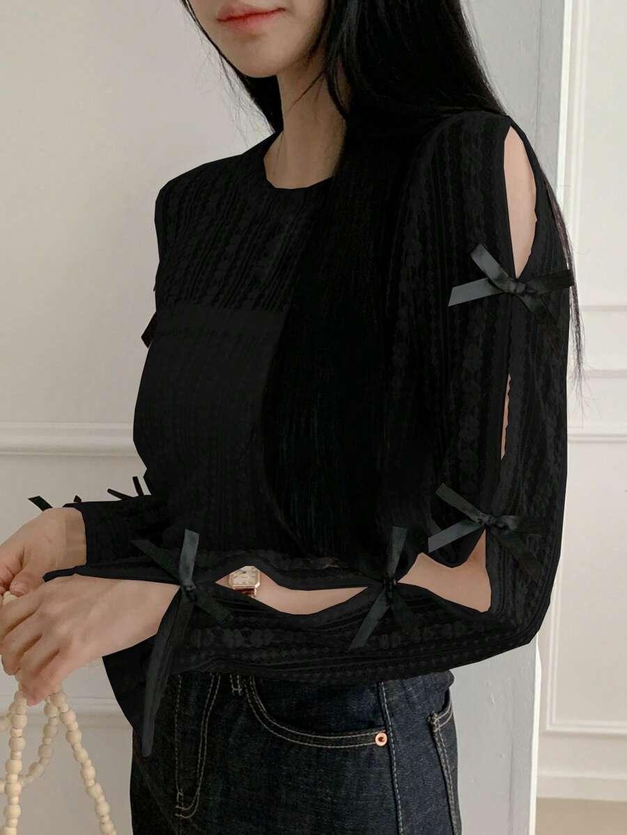 CZARNA BLUZKA KORONKA
