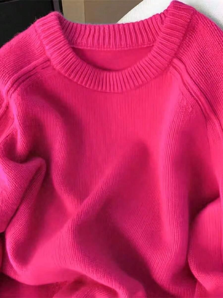 różowy sweter okrągły dekolt 