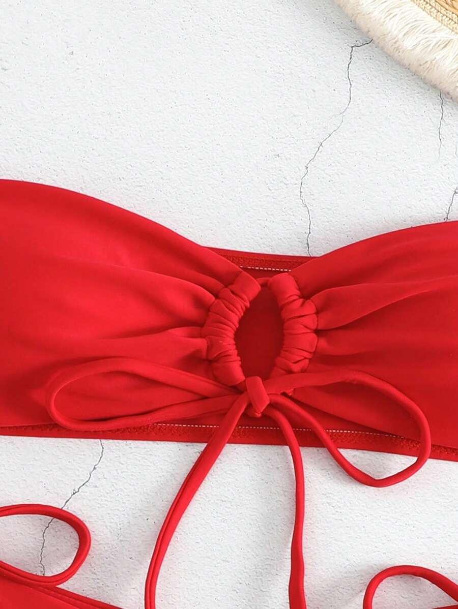 CZERWONY DWUCZĘŚCIOWY STRÓJ KĄPIELOWY 