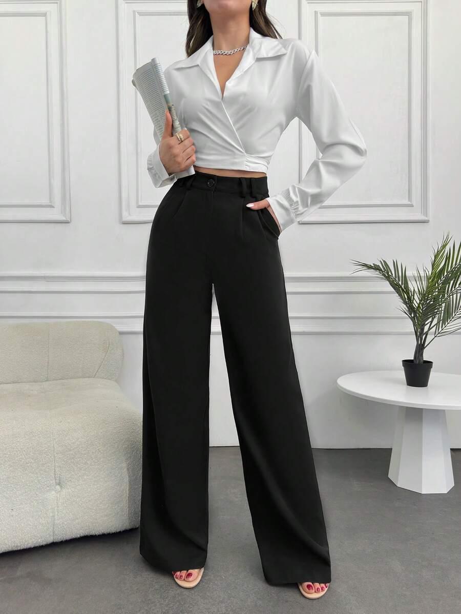 CZARNE ELEGANCKIE SPODNIE
