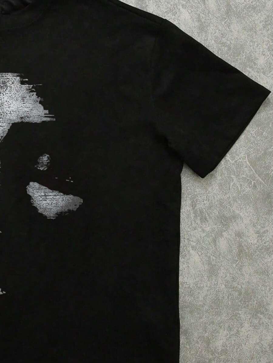 czarny t-shirt nadruk