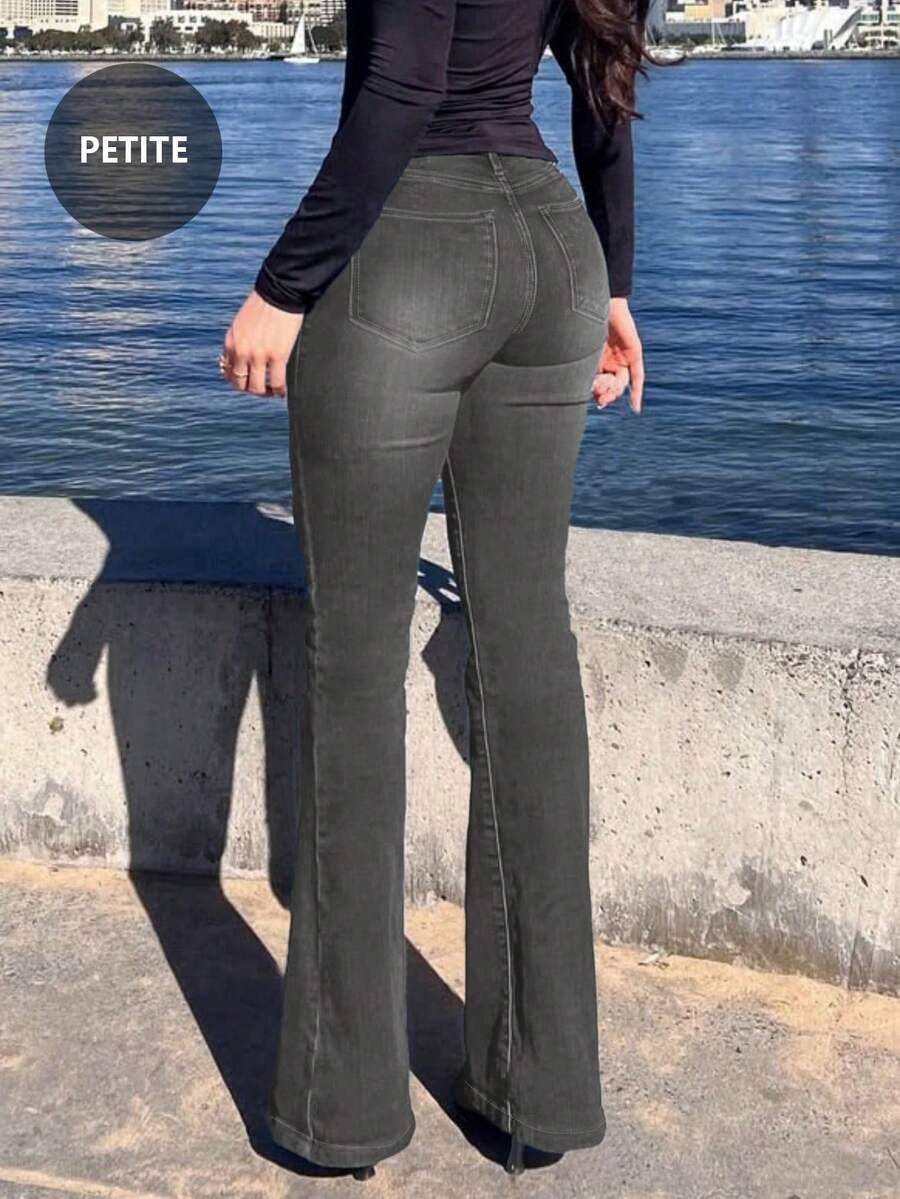 szare spodnie jeans dzwony