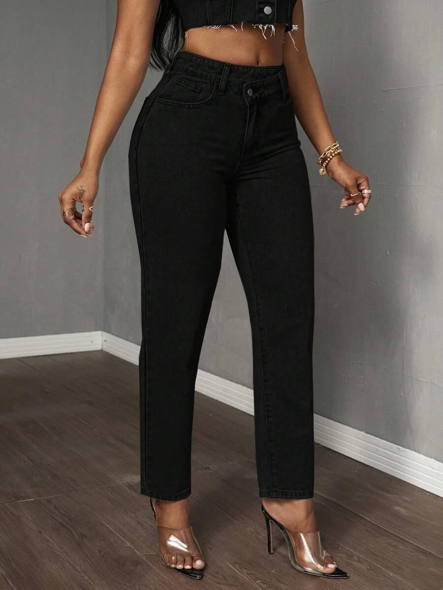 CZARNE SPODNIE JEANS 