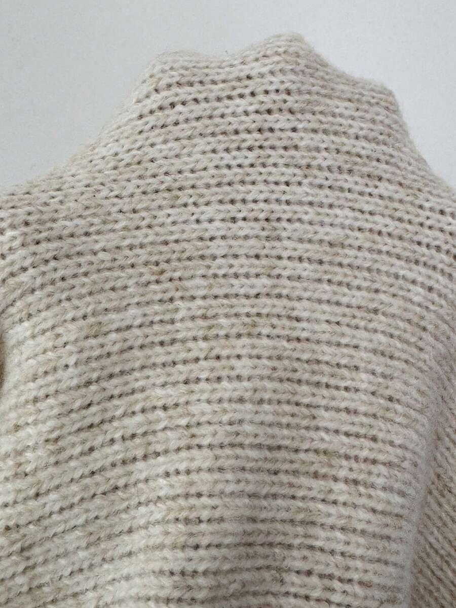 BEŻOWY SWETER OKRĄGŁY DEKOLT 