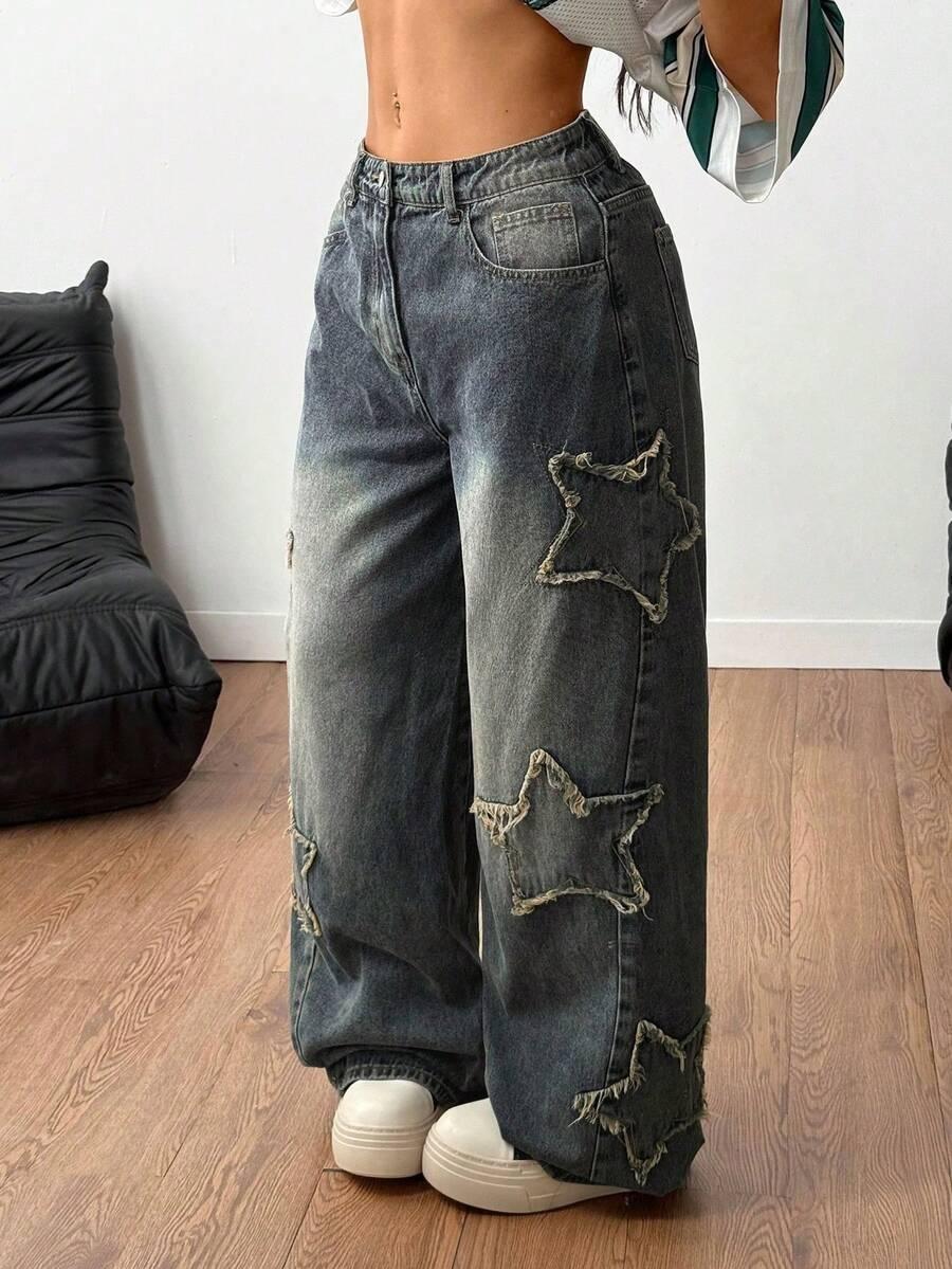 spodnie jeans szerokie nogawki
