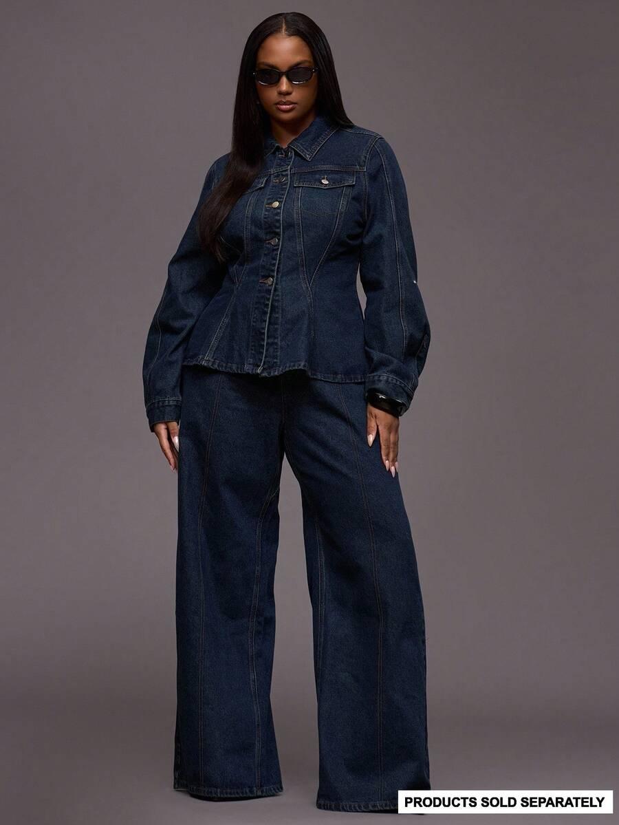 GRANATOWE SPODNIE JEANS