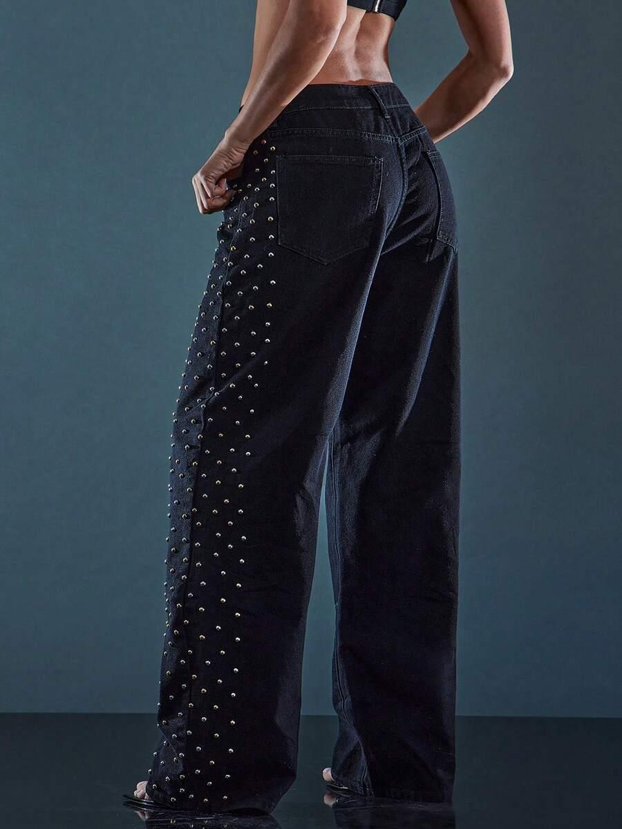 CZARNE SPODNIE JEANS 