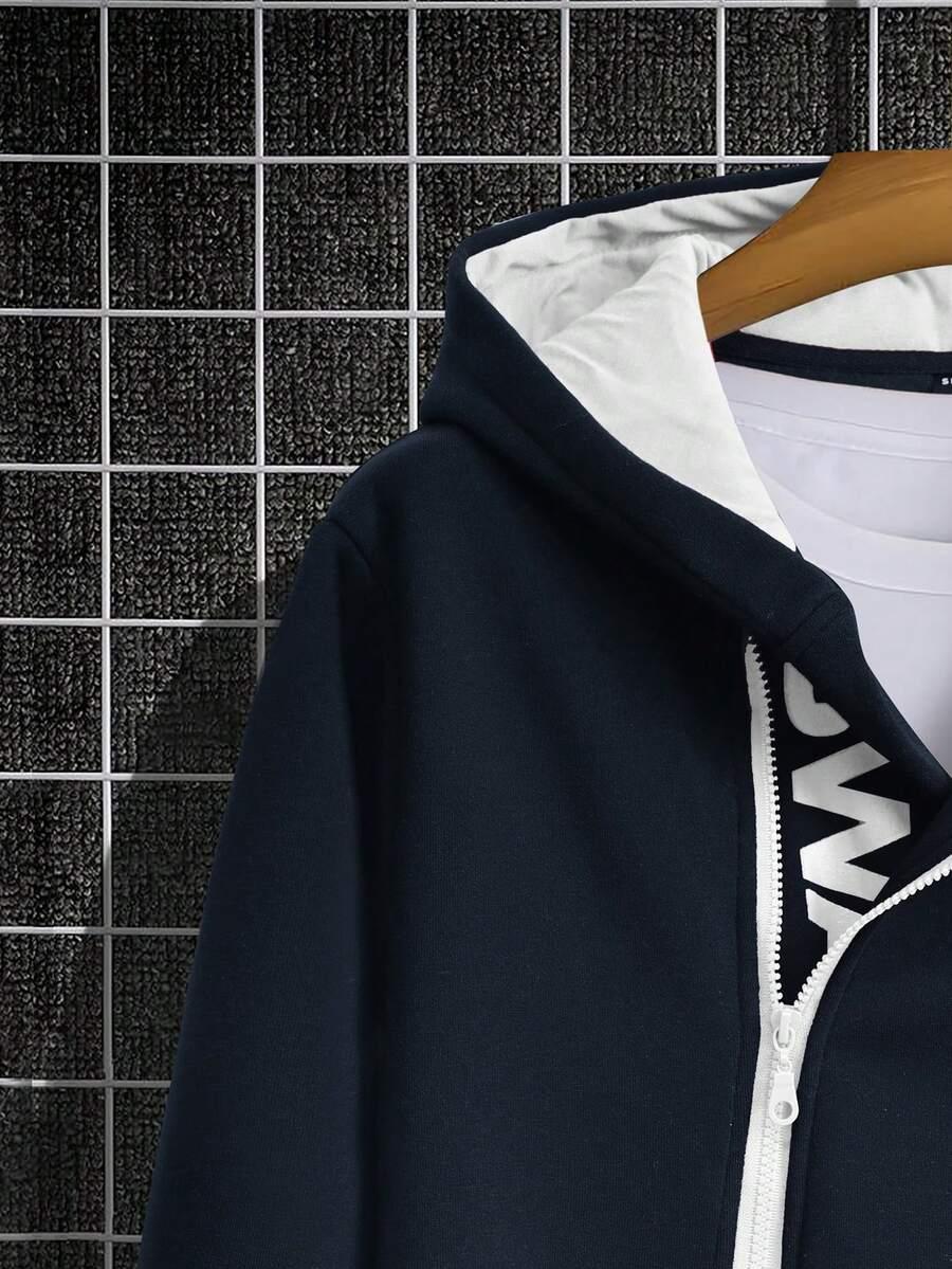 GRANATOWA BLUZA Z KAPTUREM 