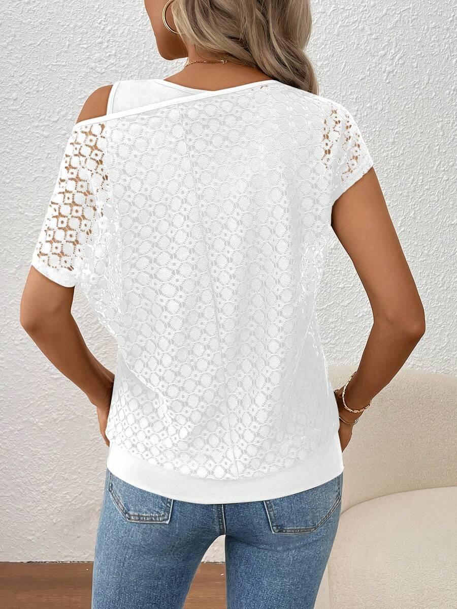 BIAŁY T-SHIRT KORONKA