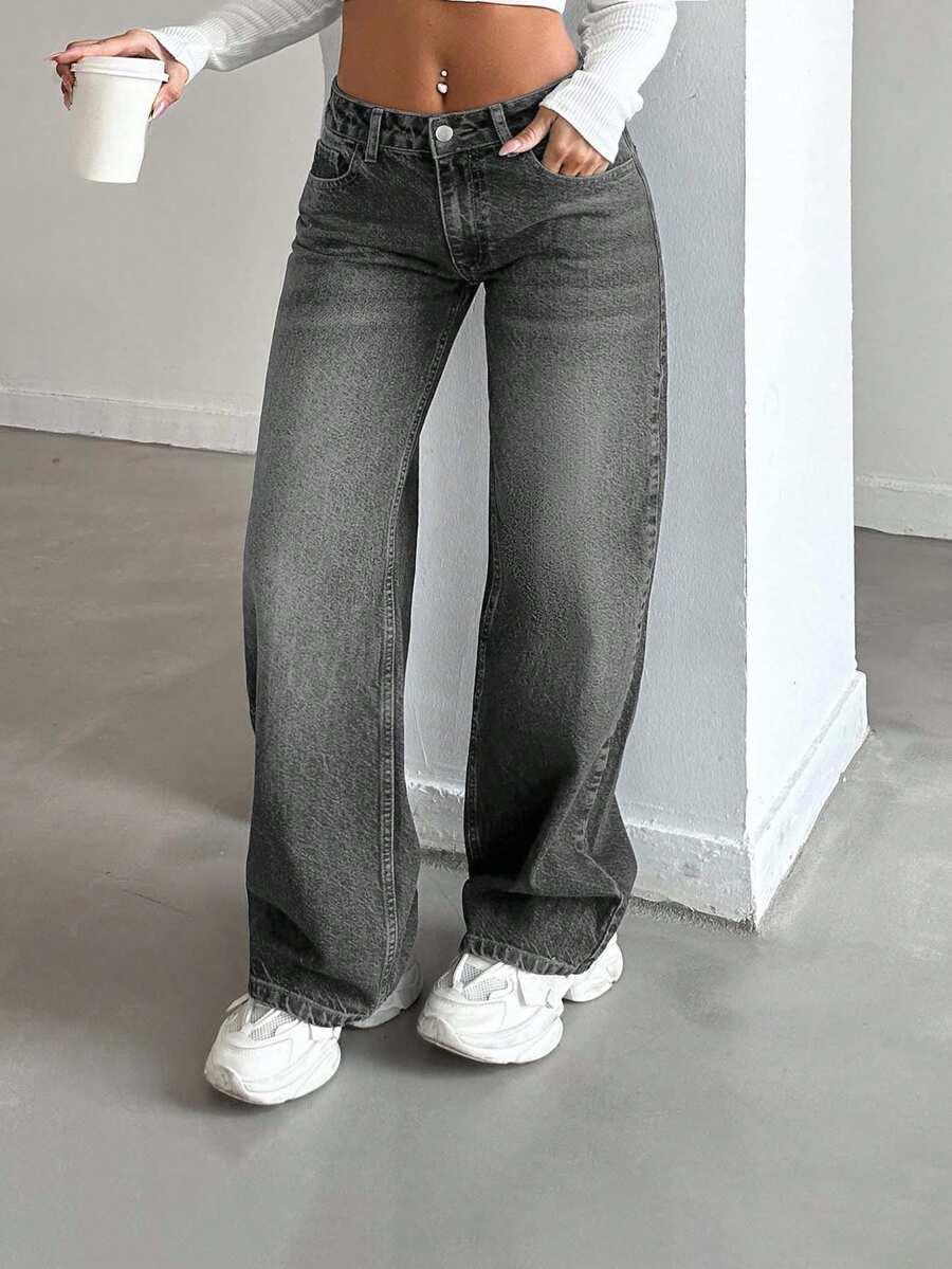 SZARE SPODNIE JEANS 
