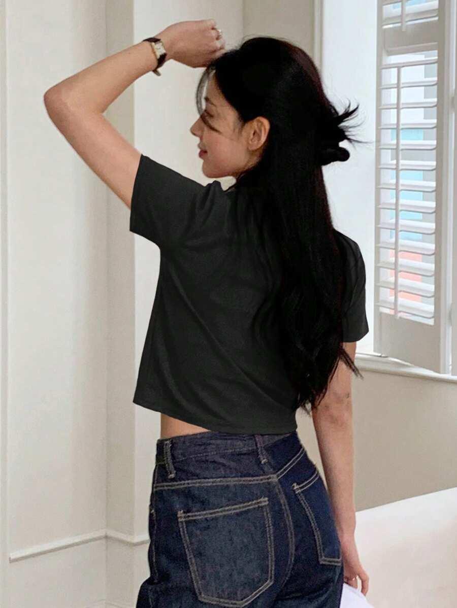 czarny t-shirt casual