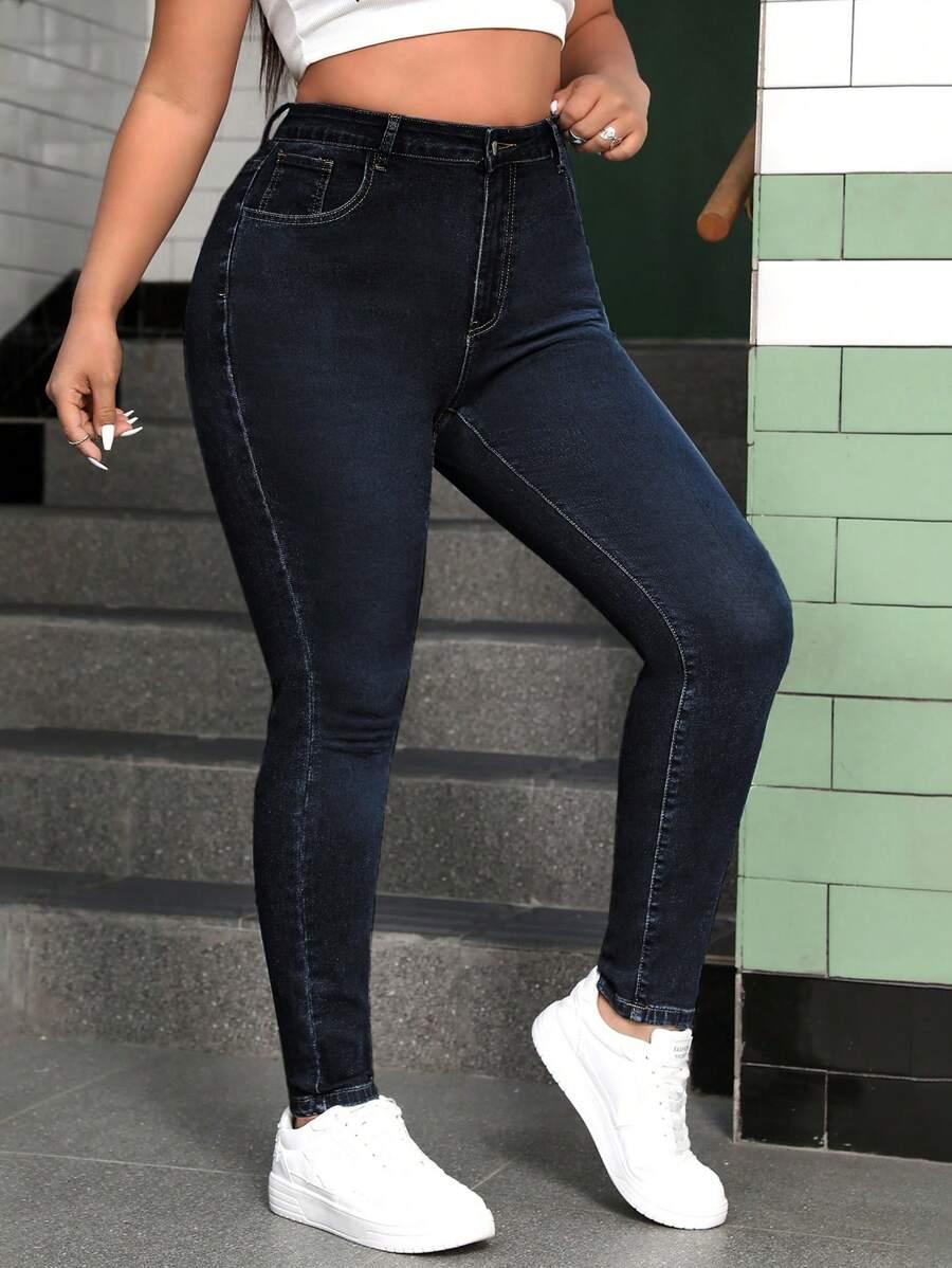 GRANATOWE SPODNIE JEANS 