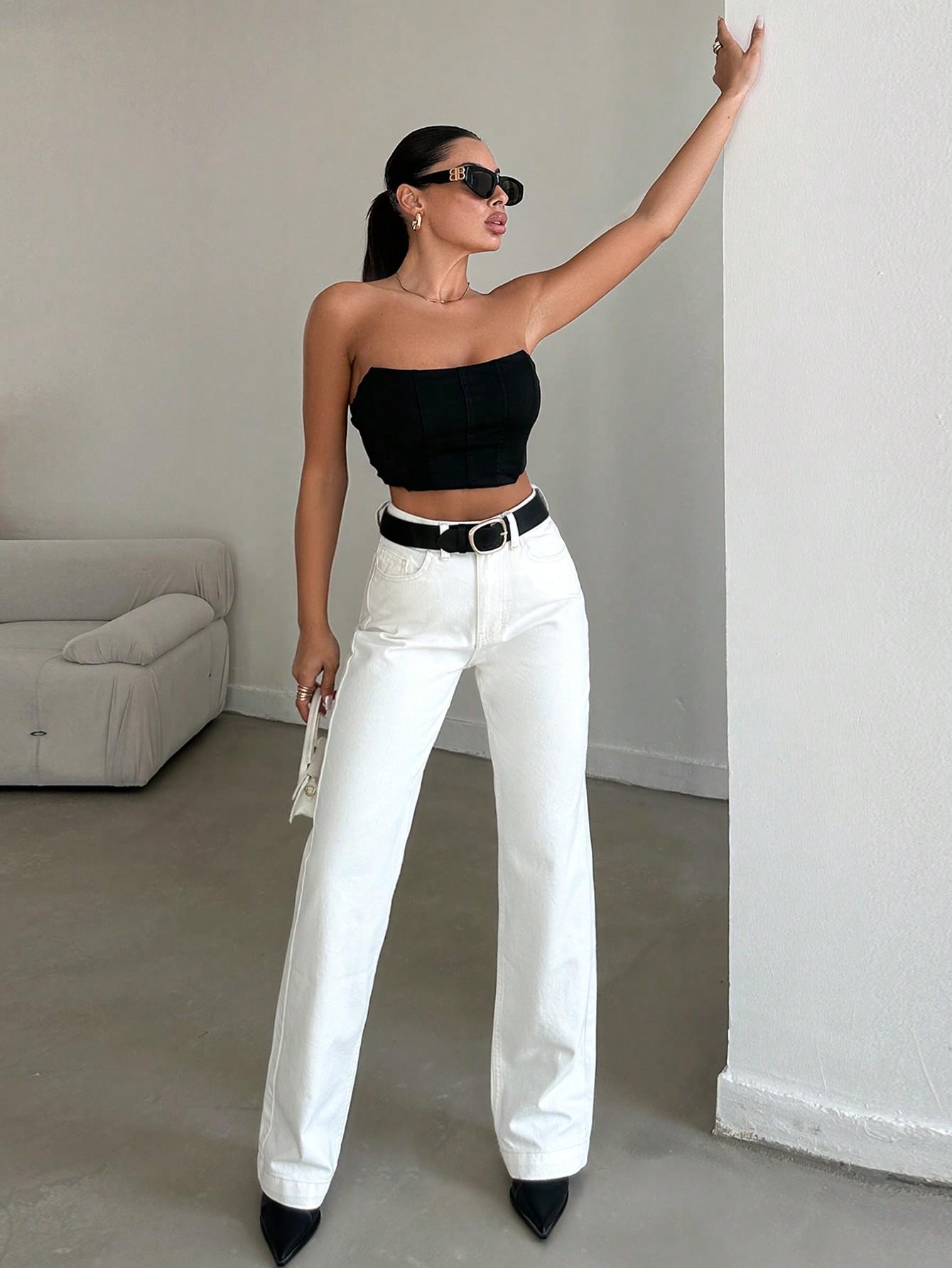 BIAŁE SPODNIE JEANS