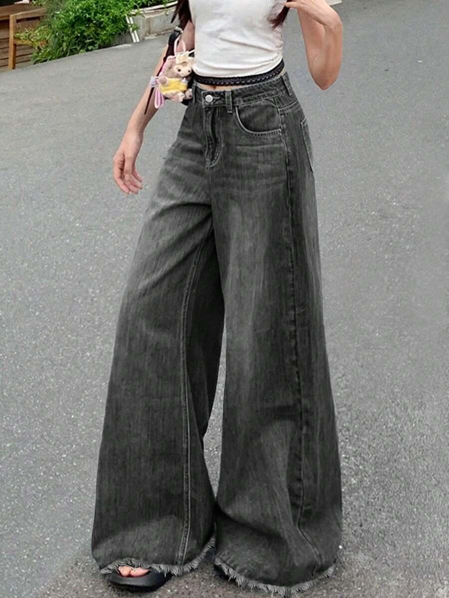 SPODNIE JEANS WYSOKI STAN WASH EFFECT