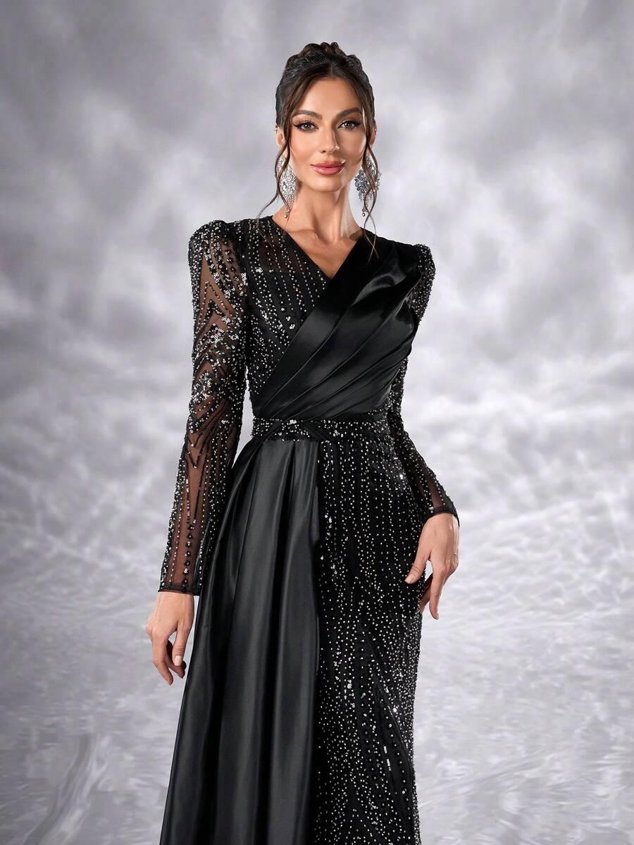 czarna sukienka maxi