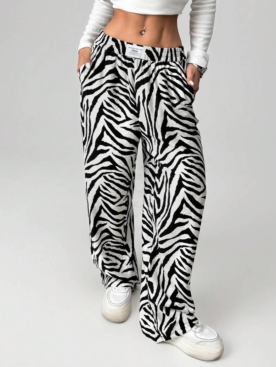 SPODNIE CASUAL PRINT ZEBRA 