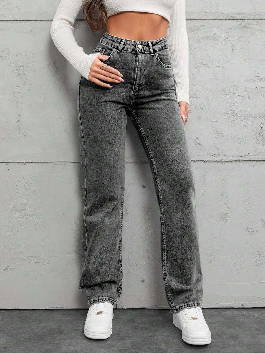 SZARE SPODNIE JEANS