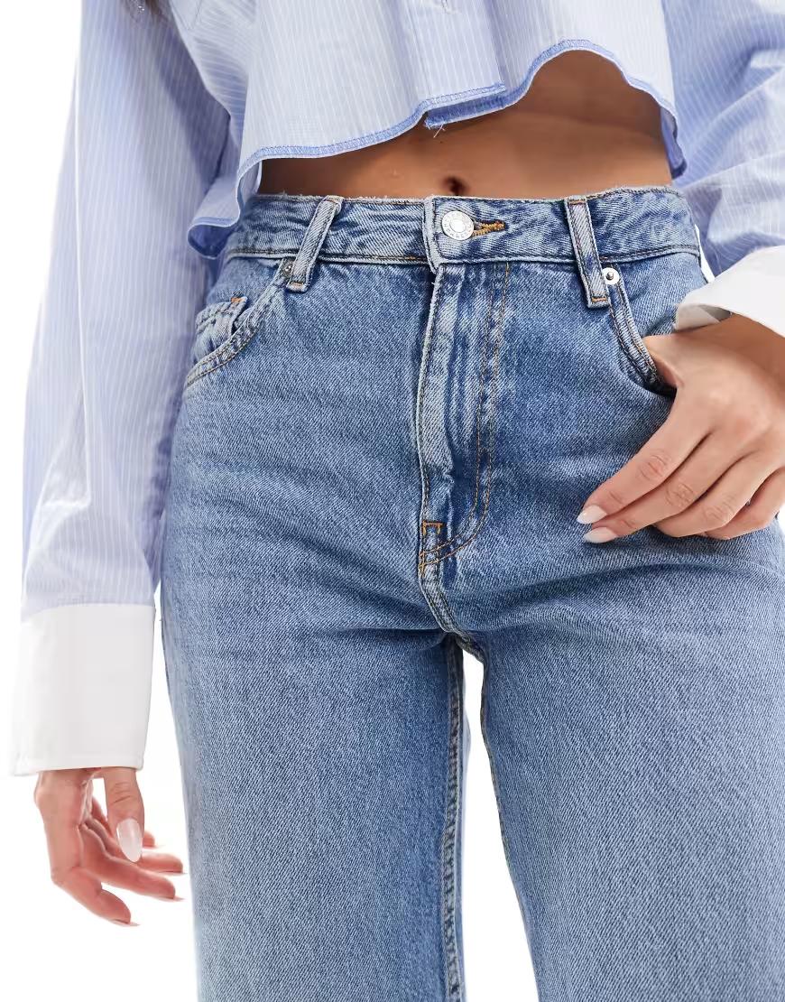 NIEBIESKIE SPODNIE JEANS PROSTA NOGAWKA