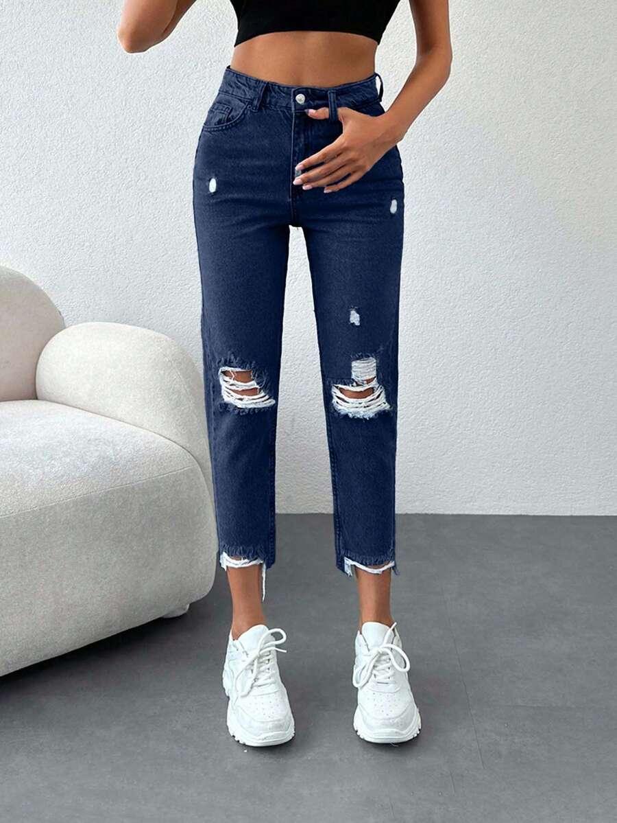 GRANATOWE SPODNIE JEANS