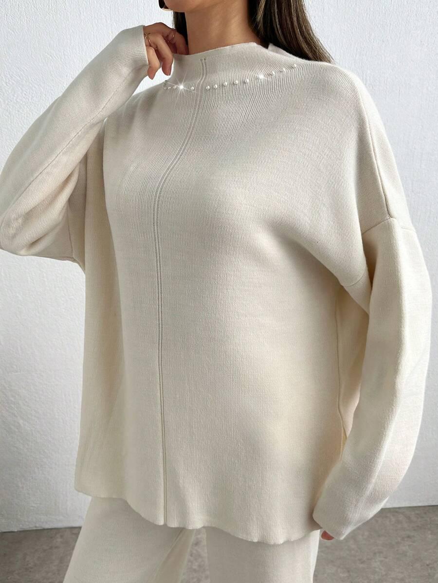 KOMPLET SWETER SPODNIE ZDOBIENIE 