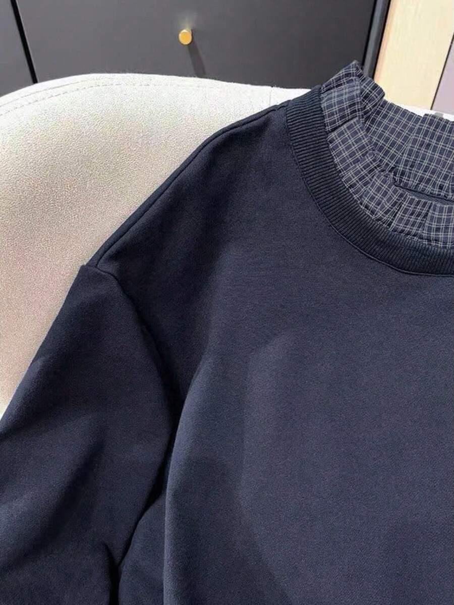 GRANATOWY SWETER DŁUGI RĘKAW
