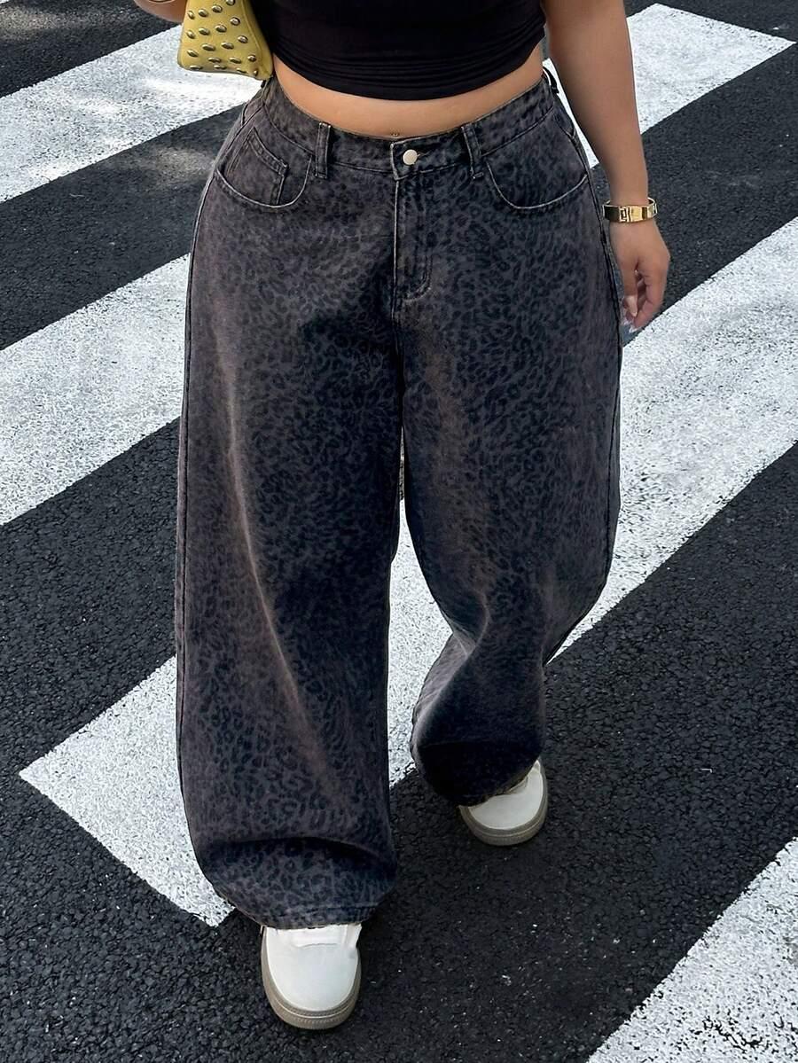 spodnie jeans print