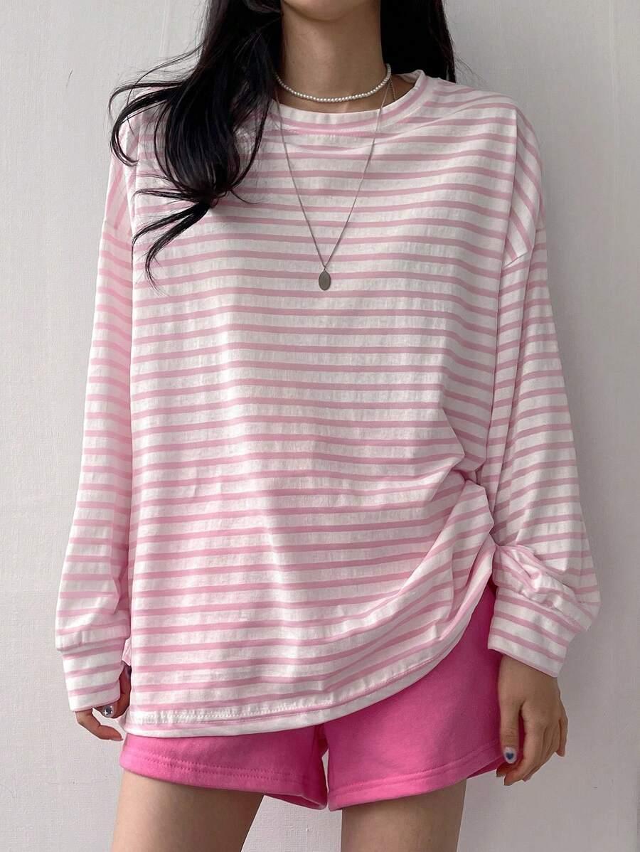 BLUZKA W PASKI OVERSIZE 