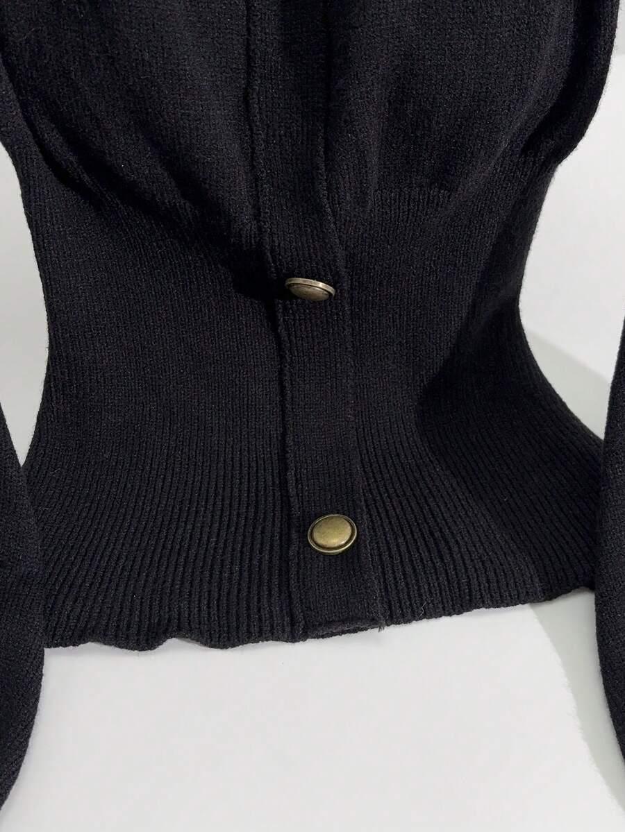 CZARNY SWETER guziki