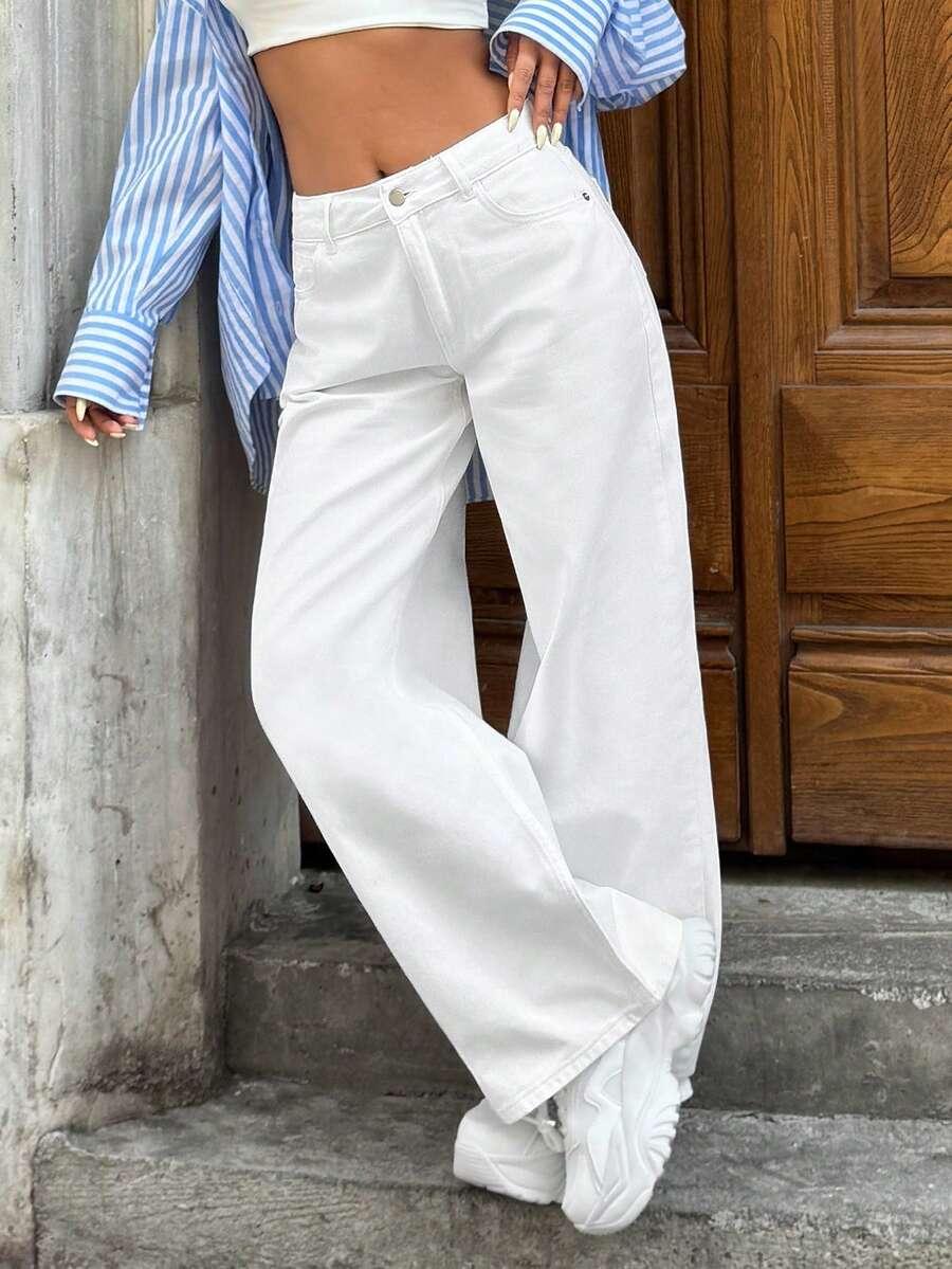 BIAŁE SPODNIE JEANS