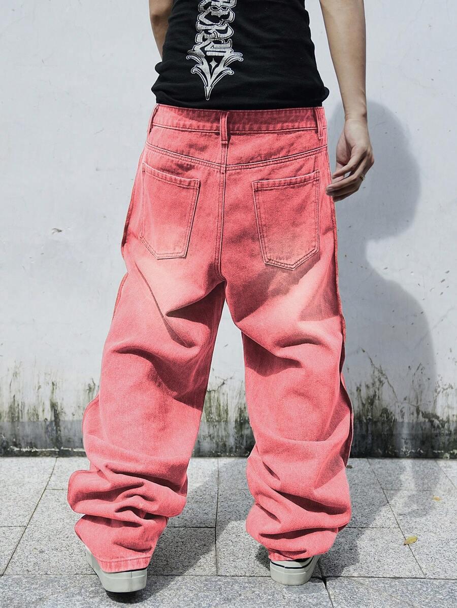 różowe spodnie jeans