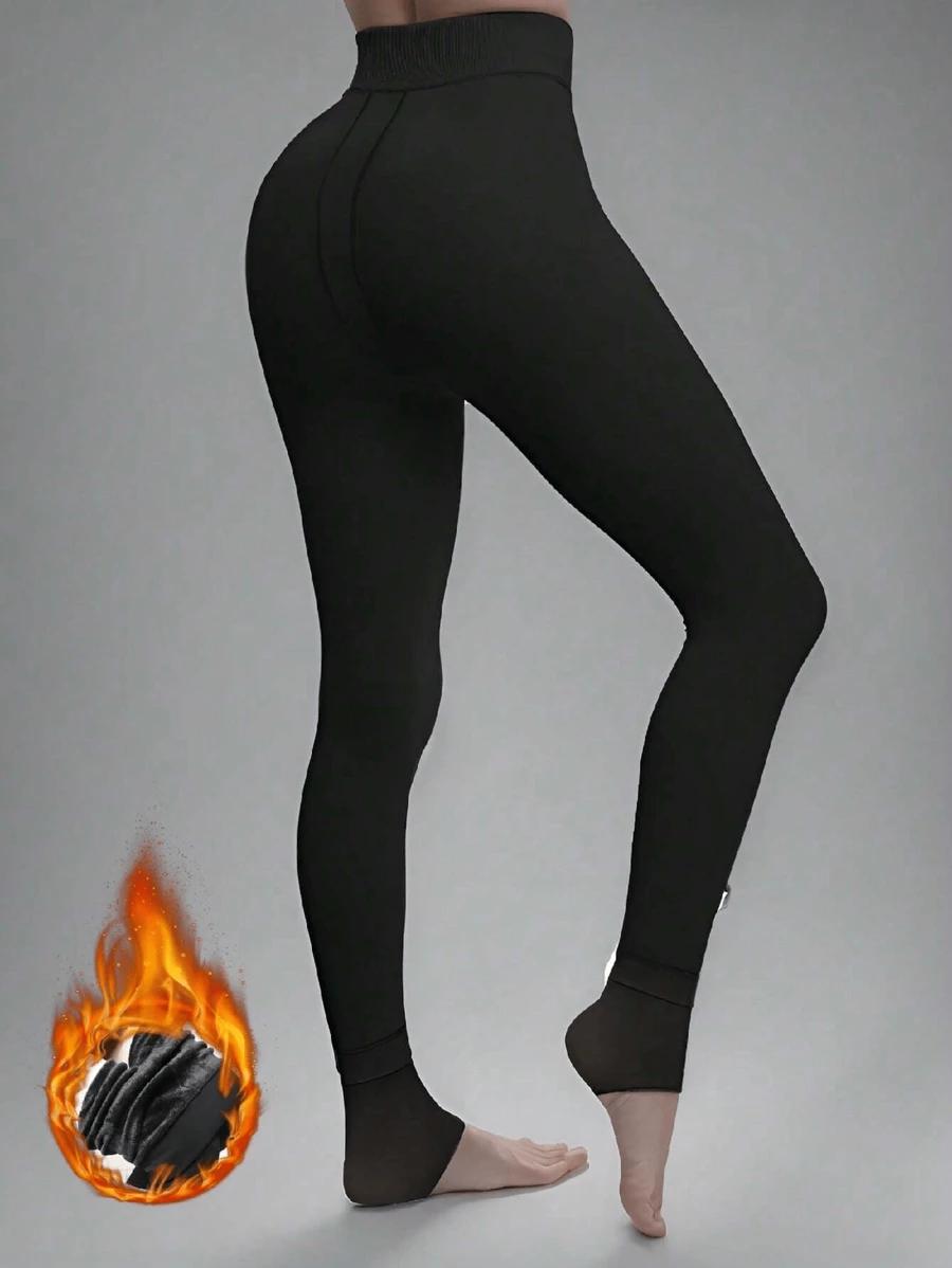 CZARNE OCIEPLANE LEGGINSY 