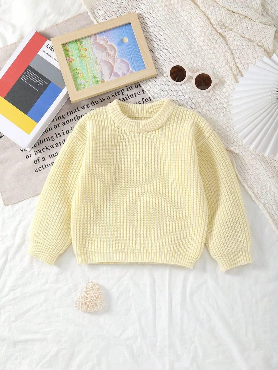 ŻÓŁTY SWETER OKRĄGŁY DEKOLT