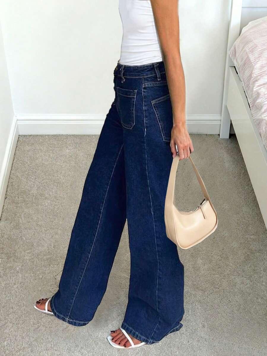 GRANATOWE SPODNIE JEANS