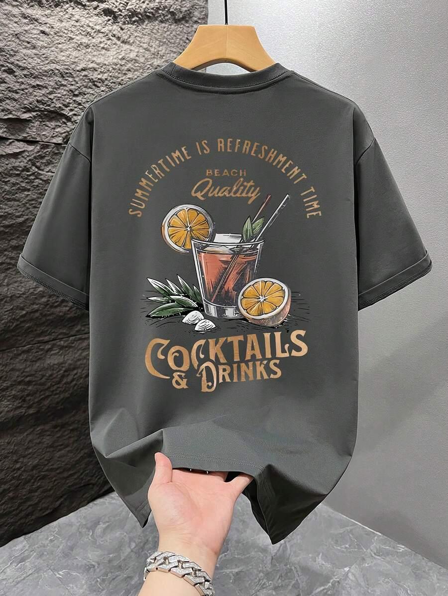 szary t-shirt print