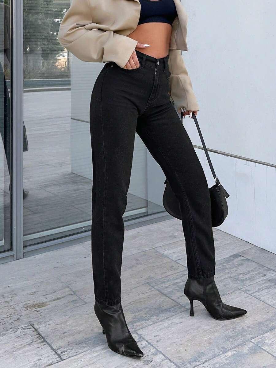 CZARNE SPODNIE JEANS 
