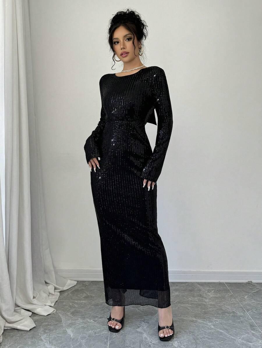 CZARNA MAXI SUKIENKA