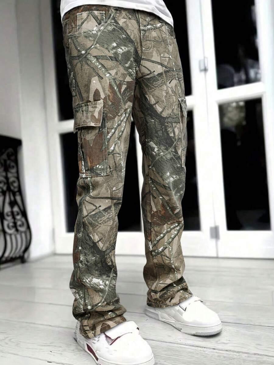 spodnie jeans wzór moro