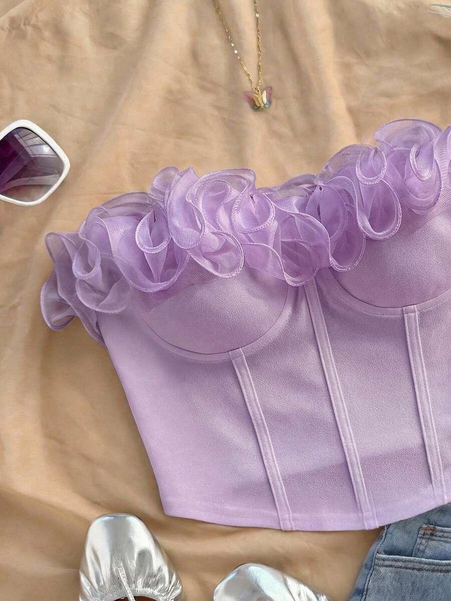 fioletowy top odkryte ramiona