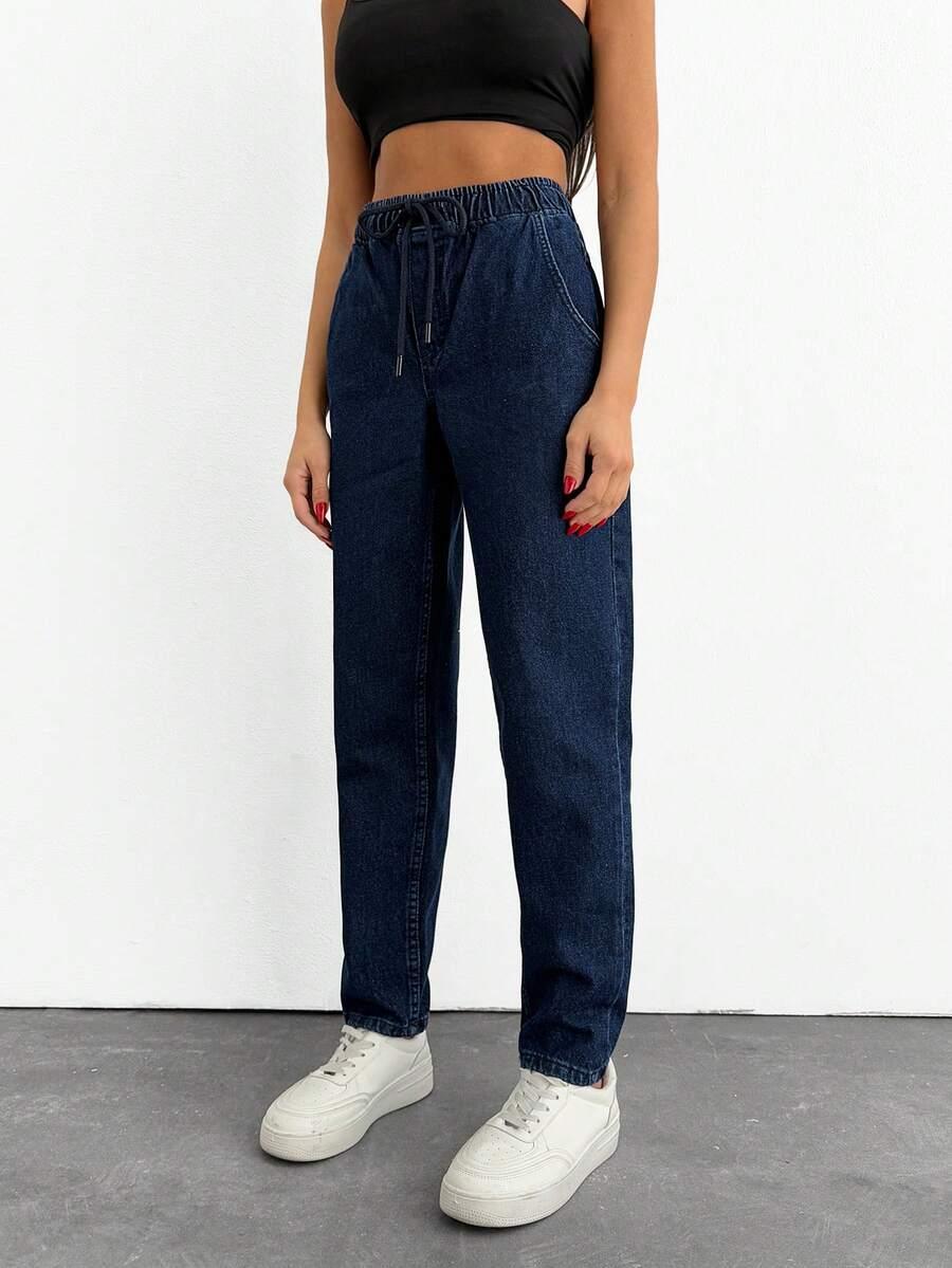 GRANATOWE SPODNIE JEANS 